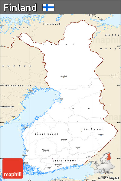 Classic Style Simple Map of Finland