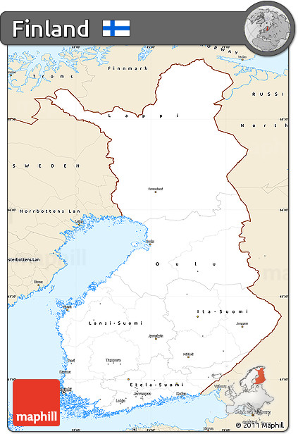 Classic Style Simple Map of Finland