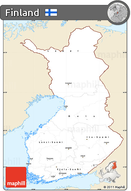 Classic Style Simple Map of Finland, single color outside