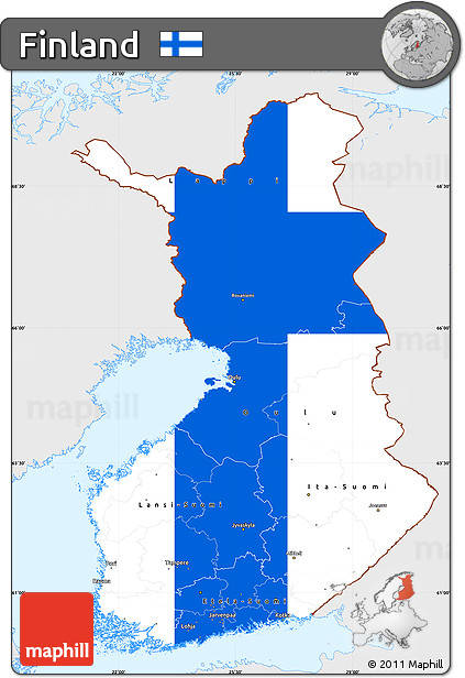 Flag Simple Map of Finland, single color outside, flag aligned to the middle