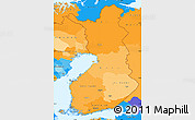 Political Shades Simple Map of Finland, political outside