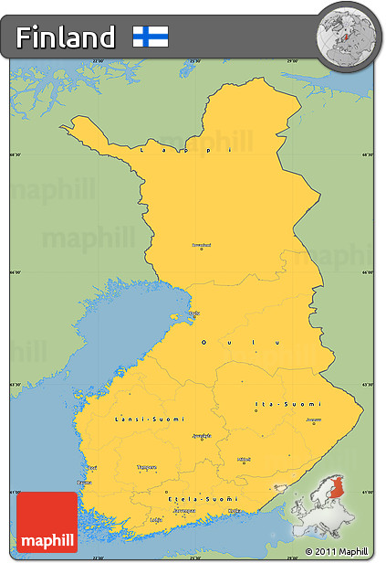 Savanna Style Simple Map of Finland, single color outside