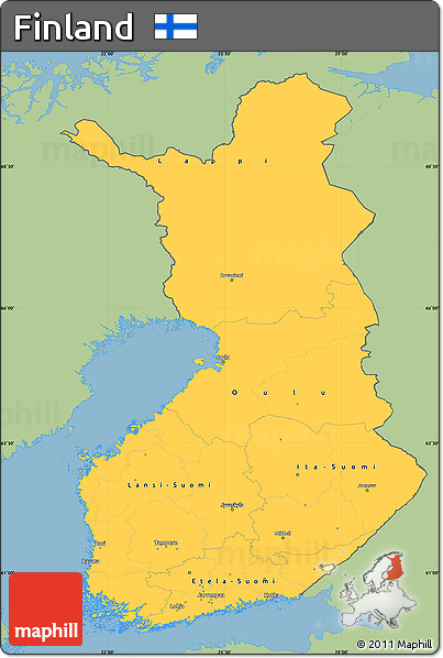 Savanna Style Simple Map of Finland, single color outside