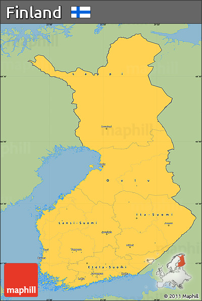 Savanna Style Simple Map of Finland, single color outside