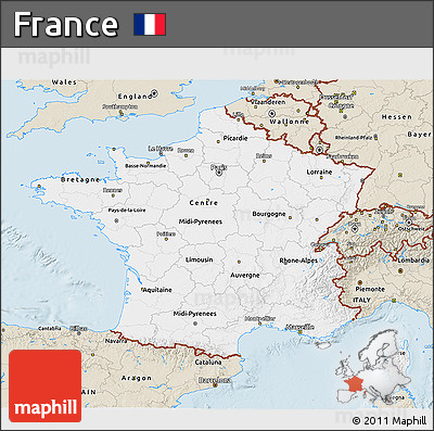 Classic Style 3D Map of France