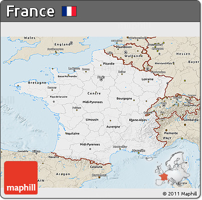 Classic Style 3D Map of France