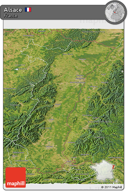 Satellite 3D Map of Alsace