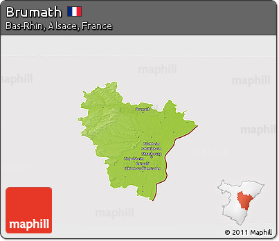 Physical 3D Map of Brumath, cropped outside
