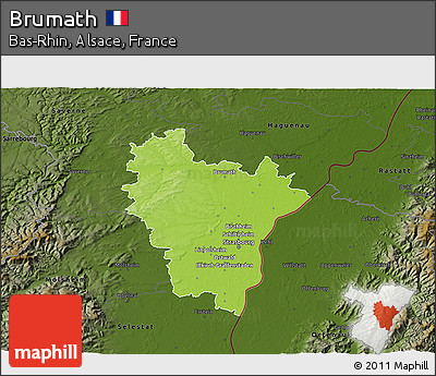 Physical 3D Map of Brumath, darken