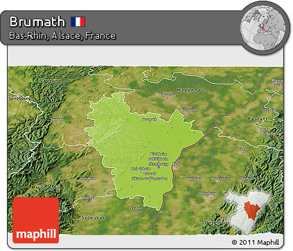 Physical 3D Map of Brumath, satellite outside