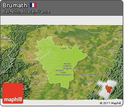Physical 3D Map of Brumath, satellite outside