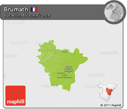 Physical 3D Map of Brumath, single color outside