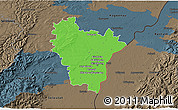 Political 3D Map of Brumath, darken, semi-desaturated