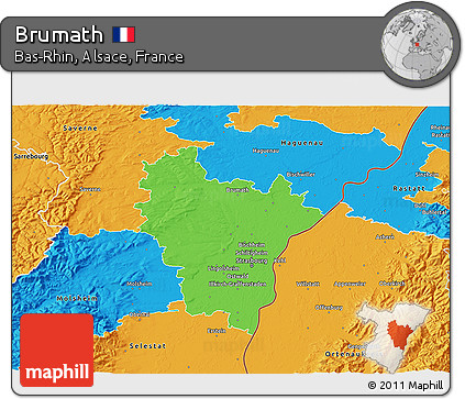 Political 3D Map of Brumath