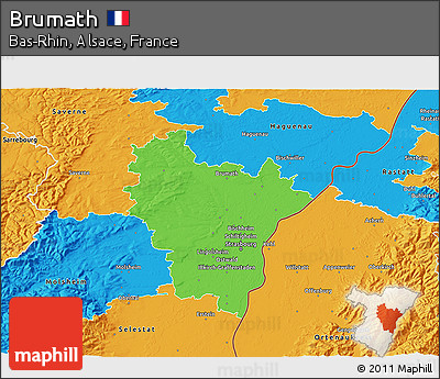 Political 3D Map of Brumath