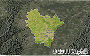 Satellite 3D Map of Brumath, darken, semi-desaturated