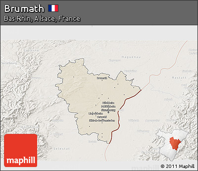 Shaded Relief 3D Map of Brumath, lighten