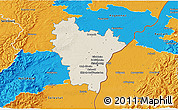 Shaded Relief 3D Map of Brumath, political outside