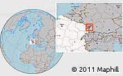 Gray Location Map of Brumath, highlighted country, highlighted parent region, hill shading