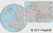 Gray Location Map of Brumath, highlighted parent region, hill shading