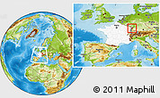 Physical Location Map of Brumath, highlighted country, highlighted grandparent region, within the entire country