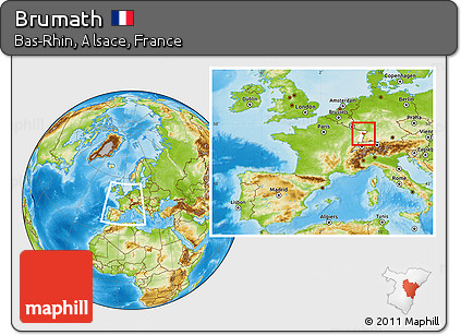 Physical Location Map of Brumath, highlighted grandparent region, within the entire country