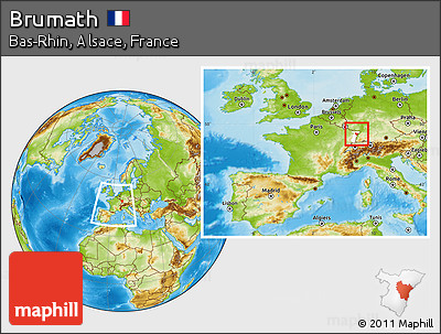 Physical Location Map of Brumath, highlighted grandparent region, within the entire country