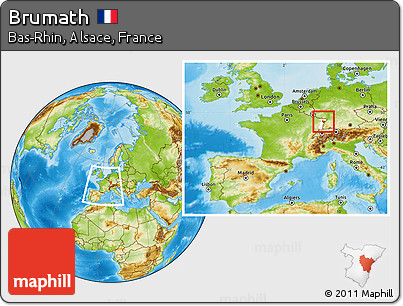 Physical Location Map of Brumath, highlighted grandparent region, within the entire country