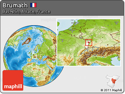 Physical Location Map of Brumath, highlighted grandparent region