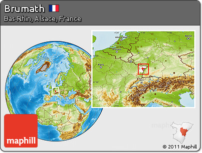 Physical Location Map of Brumath, highlighted parent region