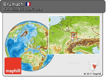 Physical Location Map of Brumath, highlighted parent region, highlighted grandparent region