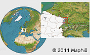 Satellite Location Map of Brumath, highlighted country, highlighted grandparent region
