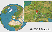 Satellite Location Map of Brumath, highlighted parent region, highlighted grandparent region