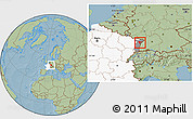 Savanna Style Location Map of Brumath, highlighted country, highlighted grandparent region, hill shading