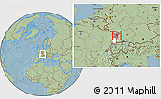 Savanna Style Location Map of Brumath, highlighted parent region, highlighted grandparent region, hill shading