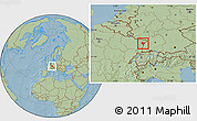 Savanna Style Location Map of Brumath, hill shading