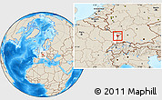 Shaded Relief Location Map of Brumath, highlighted grandparent region