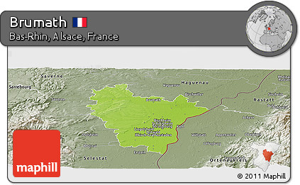 Physical Panoramic Map of Brumath, semi-desaturated