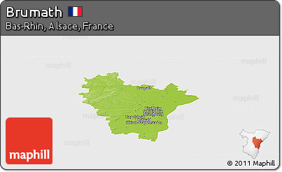 Physical Panoramic Map of Brumath, single color outside