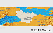 Shaded Relief Panoramic Map of Brumath, political outside