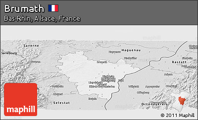 Silver Style Panoramic Map of Brumath