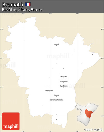 Classic Style Simple Map of Brumath, single color outside