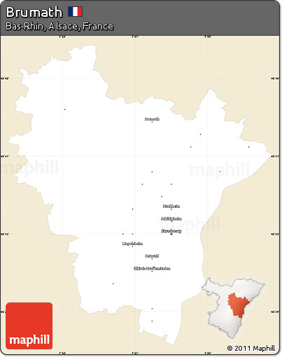 Classic Style Simple Map of Brumath, single color outside