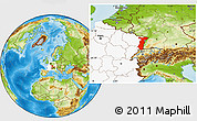 Physical Location Map of Alsace, highlighted country
