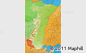 Physical Map of Alsace, political shades outside