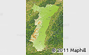 Physical Map of Alsace, satellite outside