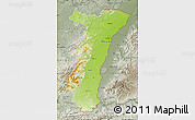 Physical Map of Alsace, semi-desaturated