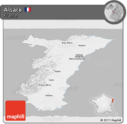 Gray Panoramic Map of Alsace, single color outside