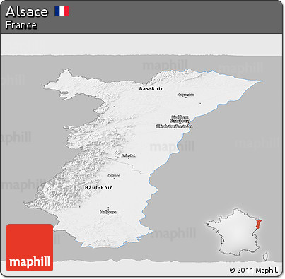 Gray Panoramic Map of Alsace, single color outside