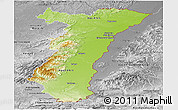 Physical Panoramic Map of Alsace, desaturated